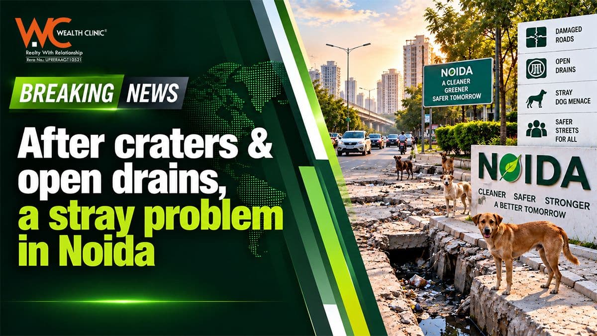 After craters & open drains, a stray problem in Noida