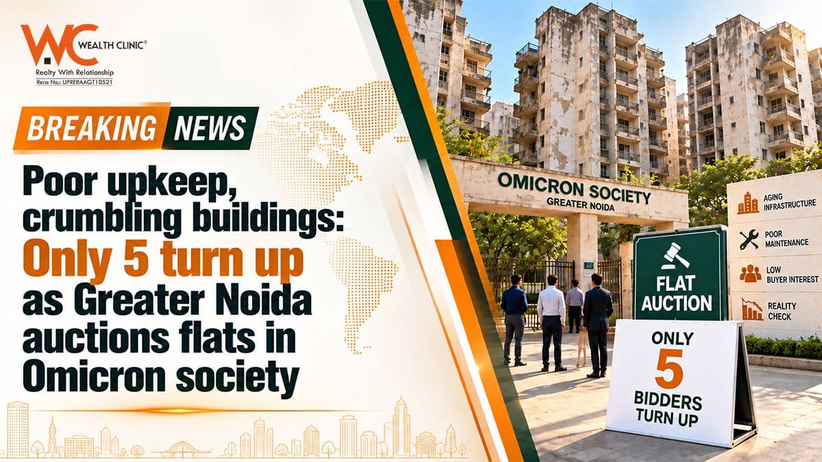 Poor upkeep, crumbling buildings: Only 5 turn up as Greater Noida auctions flats in Omicron society